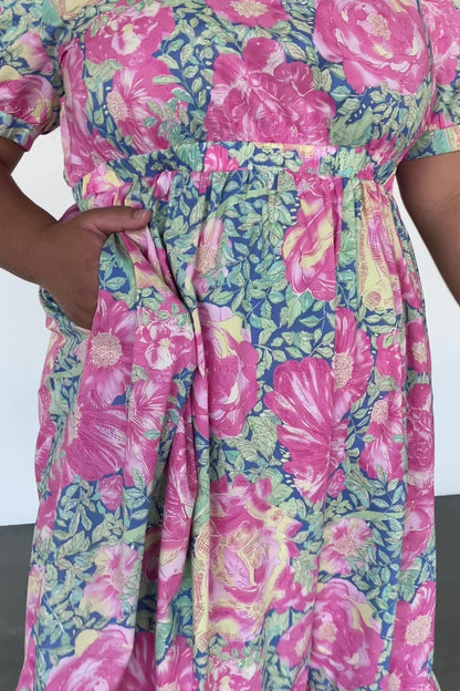 Myers Dress | Blue + Pink Floral