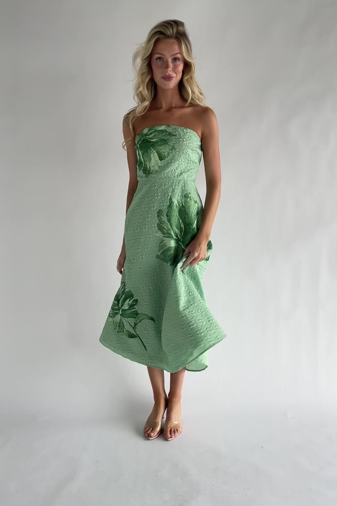 green and white striped midi dress Beth Dress main image 1