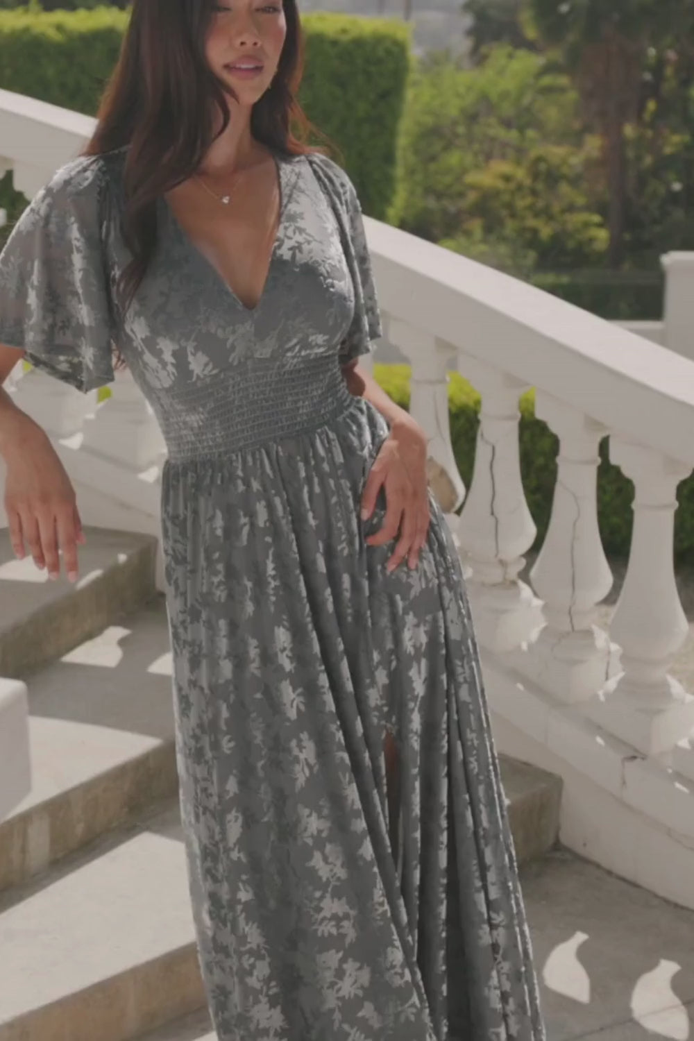 Veronica Velvet Maxi Dress | Slate Blue