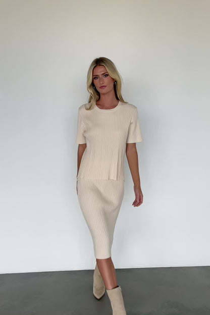 Stormi Ribbed Sweater Top | Cream