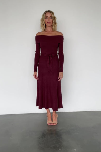 Rheta Off Shoulder Sweater Dress | Mahogany