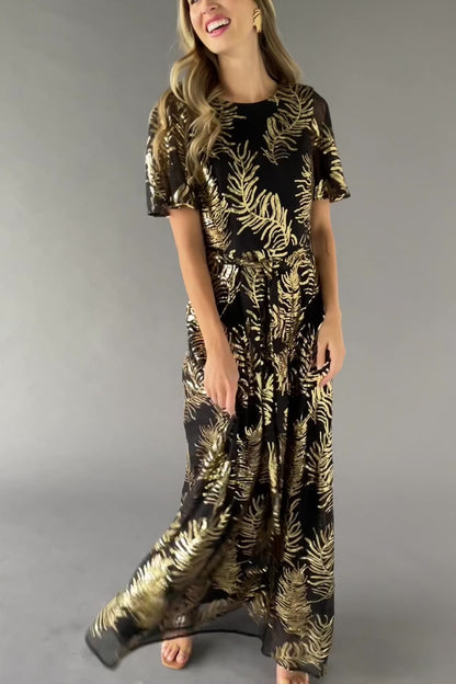 Muse Sequin Maxi Dress | Black + Gold