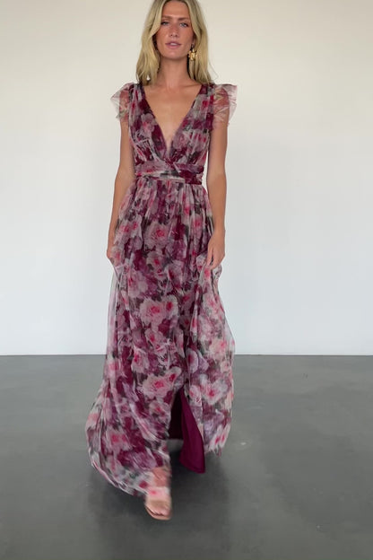 Carmine Maxi Dress | Wine Floral