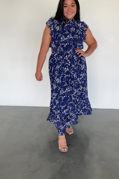 Kearny Ruffle Maxi Dress | Blue Floral