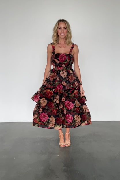 Cologne Tiered Dress | Black Floral