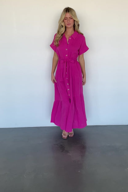 Aizey Button Up Maxi Dress | Pink