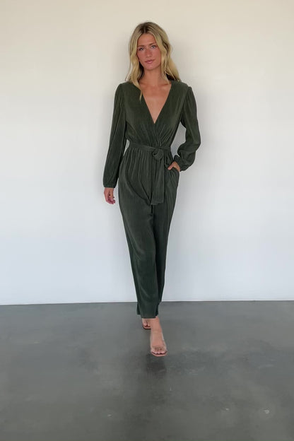 Croft Pleated Jumpsuit | Dark Olive