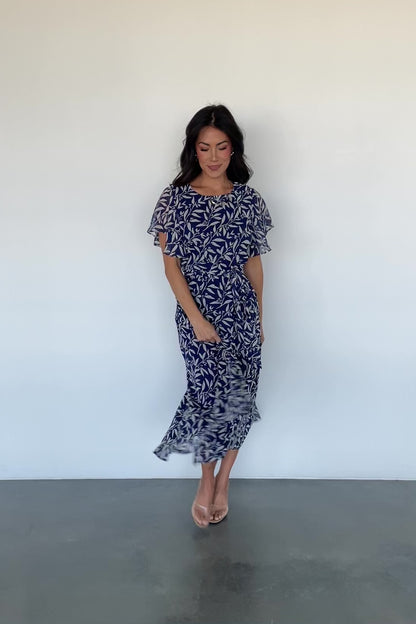 Laurel Midi Dress | Blue + Gray Floral