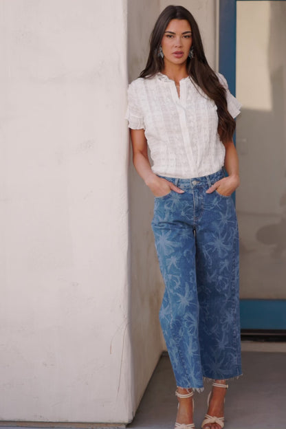 Cádiz Mid Rise Relaxed Jeans | Medium Floral Wash