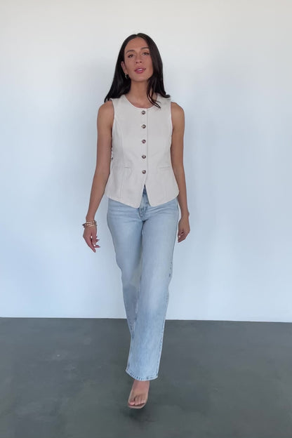 Luz Denim Vest | Ecru