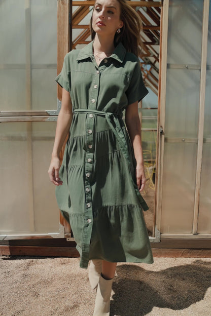 Logan Button Up Dress | Green
