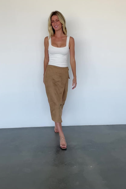 Malika Faux Wrap Skirt | Camel