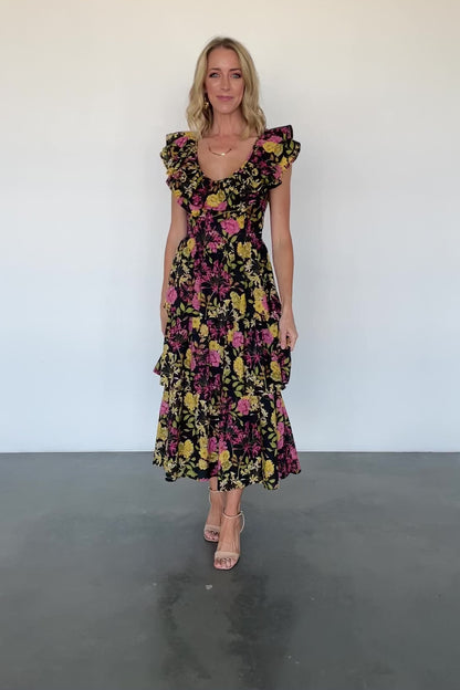 Francesca Tiered Maxi Dress | Black Floral