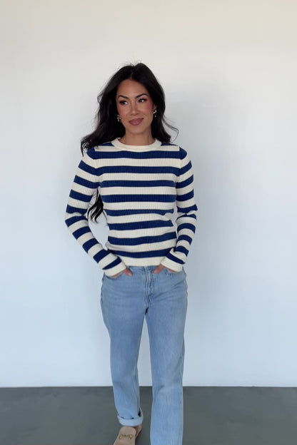 Milwaukee Striped Sweater | Blue + Ivory