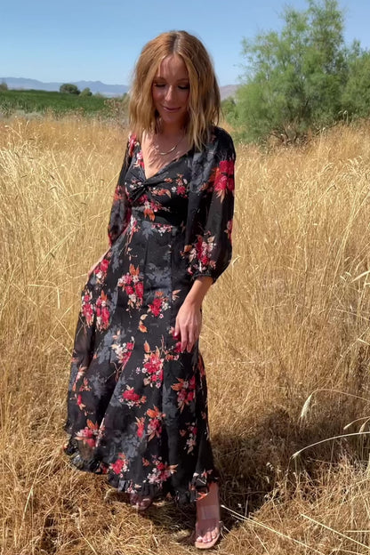 Estefania Maxi Dress | Black Floral