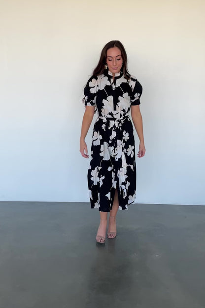 Loewe Button Dress | Black + Off White Floral