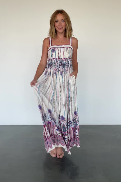 Ivania Tank Maxi Dress | Cream Multi