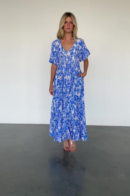 Elaine Maxi Dress | Blue + White