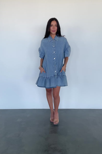 Laguna Short Dress | Light Wash