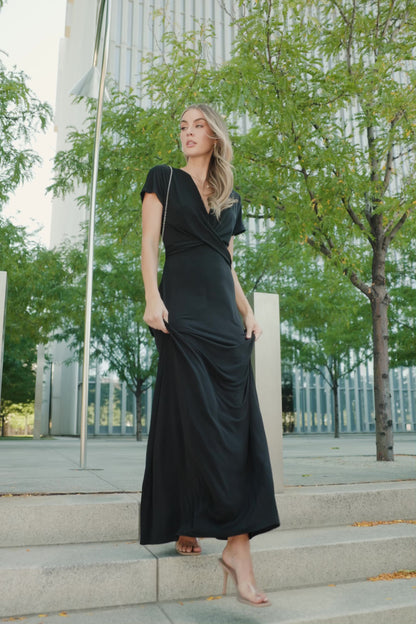 Annaeli Cross Front Maxi Dress | Black