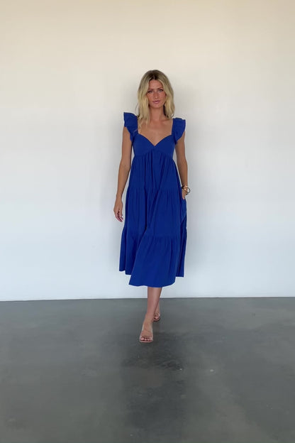 Aria Back Tie Dress | Blue