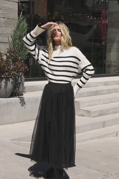 Landell Striped Sweater | Ivory + Black