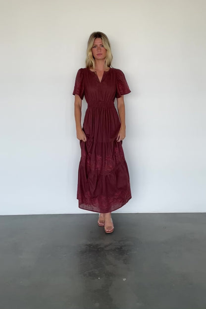 Kennedy Embroidered Maxi Dress | Marsala