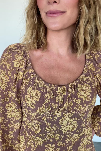 McKinney Dress | Brown + Gold Floral