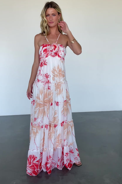 Charmaine Maxi Dress | Red + Natural Floral