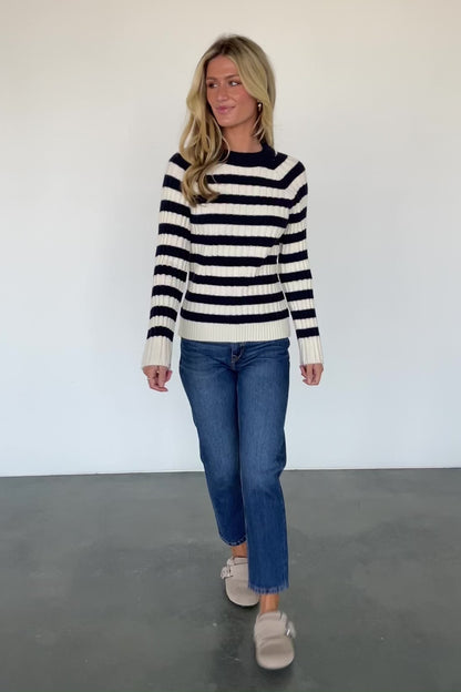 Carrie Striped Sweater | Navy + Ivory