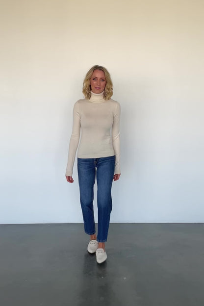 Lorelai Turtleneck Sweater Top | Cream