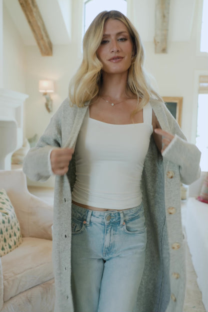 Senna Longline Cardigan | Light Gray