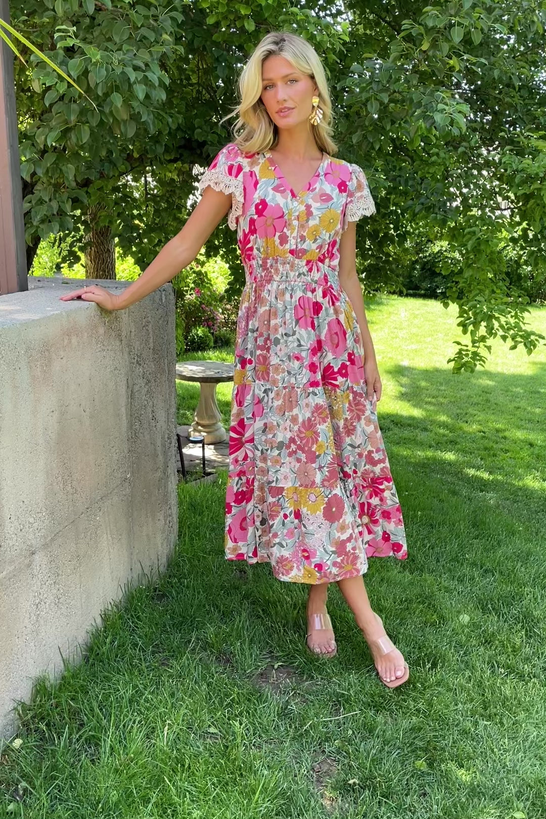 Aliyah Midi Dress | Cream Multi Floral – Baltic Born