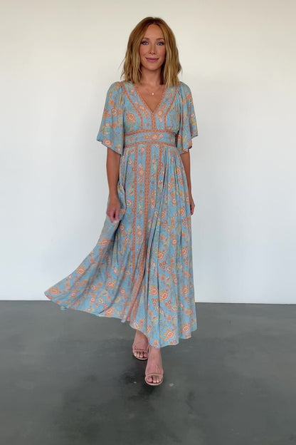 Elissa Maxi Dress | Dusty Blue Floral