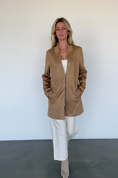 Queenie Faux Suede Jacket | Camel