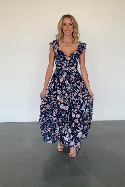 Martina Maxi Dress | Navy Multi