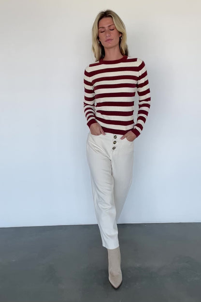 Milwaukee Striped Sweater | Burgundy + Ivory