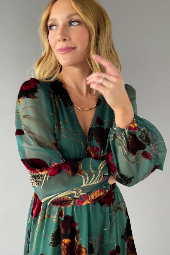 Mikla Burnout Velvet Maxi - Jade Multi | Baltic Born