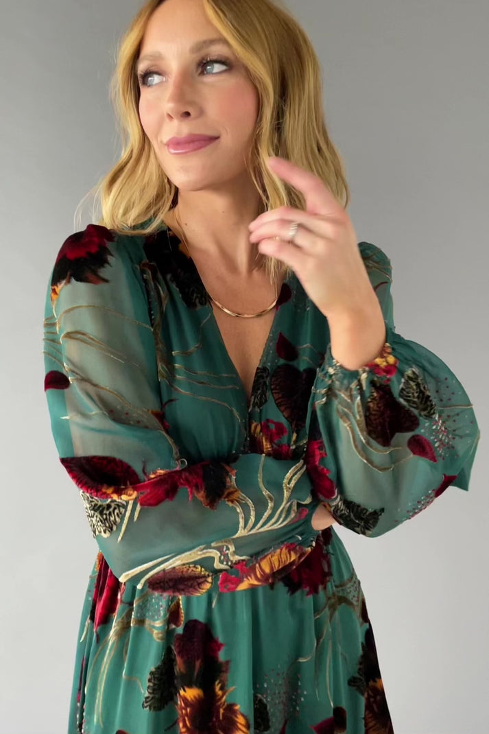 Mikla Burnout Velvet Maxi - Jade Multi | Baltic Born