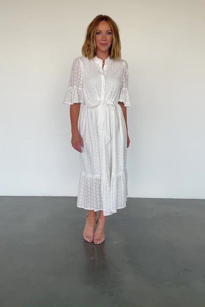 Virginia Eyelet Midi Dress | Off White