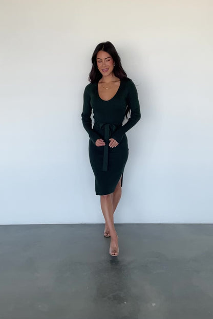 Blayne Ribbed Midi Dress | Emerald