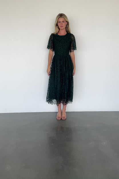 Kendra Embroidered Dress | Dark Green