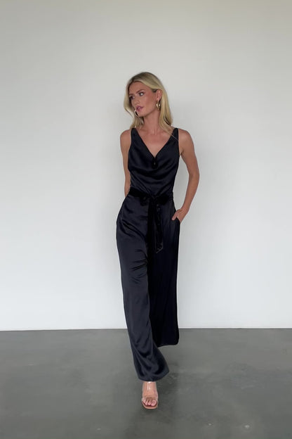 Rebel Satin Jumpsuit | Black