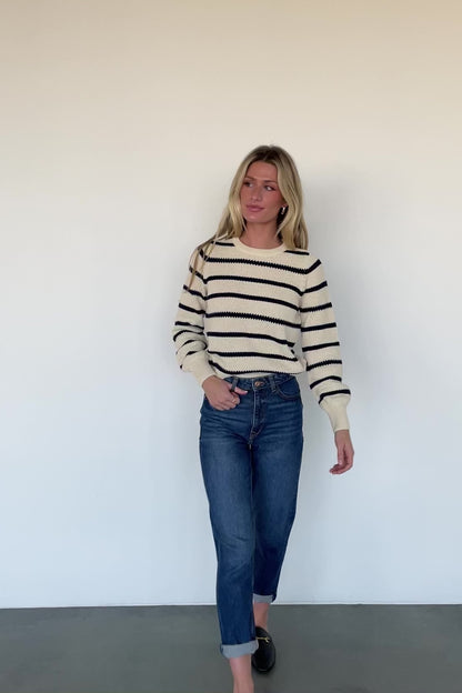 Rianne Knit Sweater | Cream + Navy Stripe