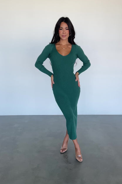 Kendall Ribbed Midi Dress | Green