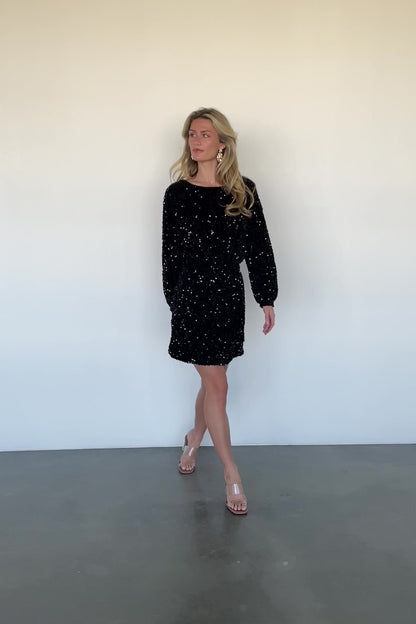 Jelena Sequin Short Dress | Black