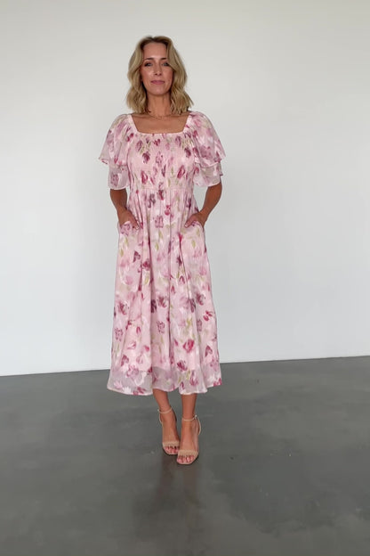 Flora Midi Dress | Blush Print