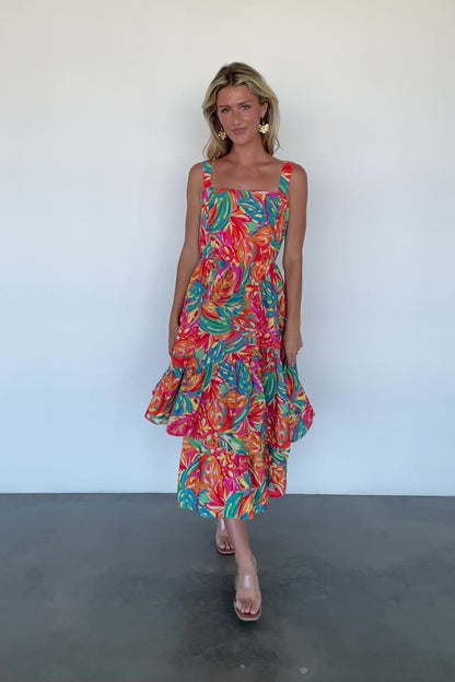 Kitts Tiered Dress | Tropical Print