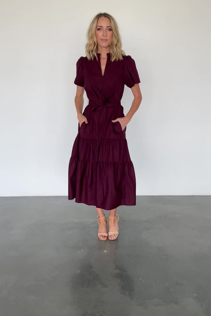 Providence Poplin Dress | Wine