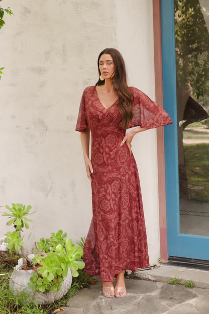 Sevilla Mesh Maxi Dress | Marsala